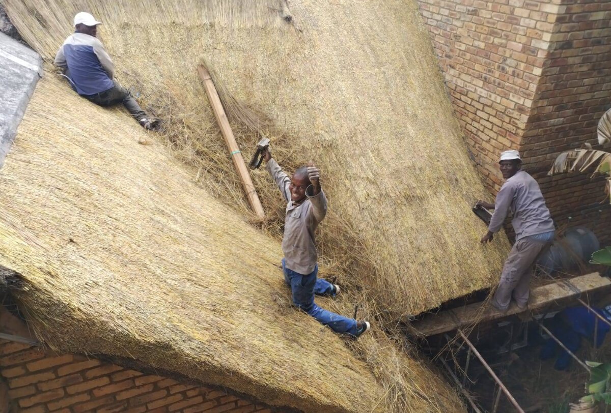 Rafiki Thatching team working on a thatch roof in Johannesburg